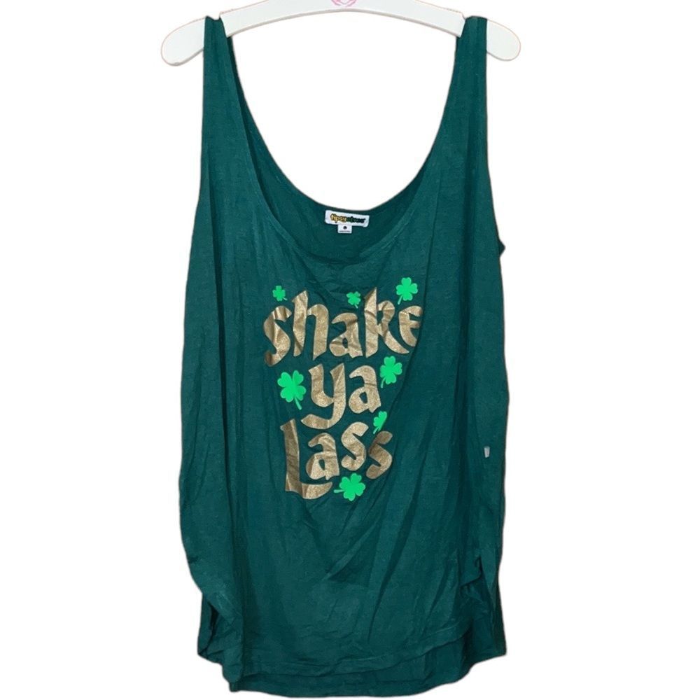 •TIPSY ELVES•NWT WOMENS “SHAKE YA LASS” TANK IN SIZE LARGE COLOR: DARK GREEN